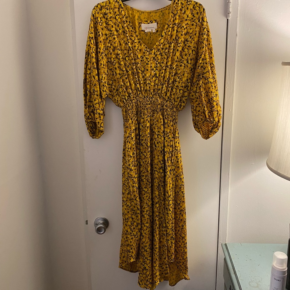 Like New Anthropologie Floral Silky Midi Dress